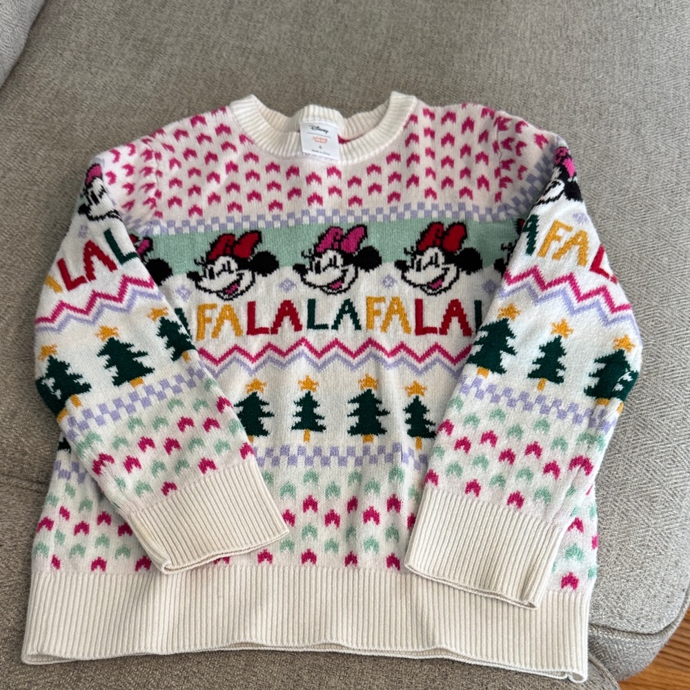 Disney girls Festive Sweater - Pink, Green, White